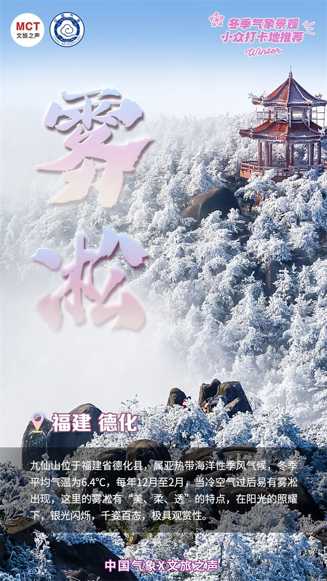 福建两地分别入选“冬季气象景观小众打卡地推荐”和“不需要‘暖气’的冬季康养地推荐”名单