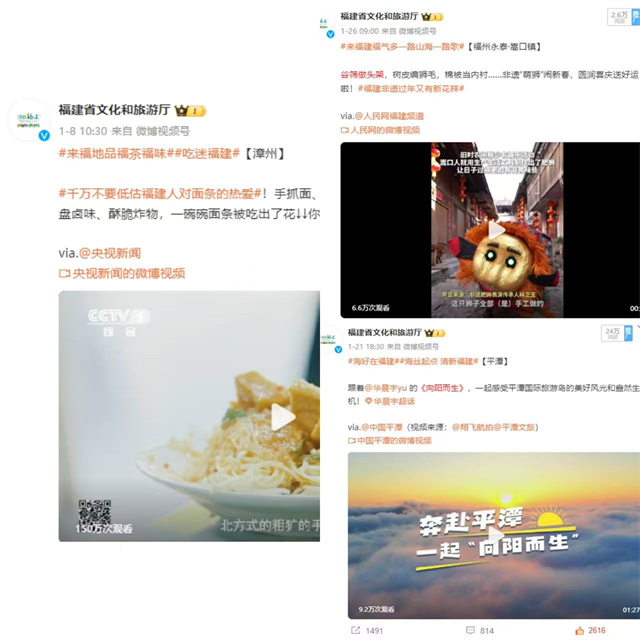 一月新春开门红 @福建省文化和旅游厅微博账号全国排名第四